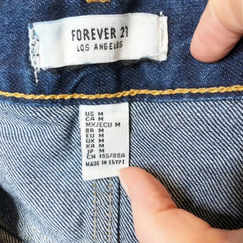 NWT Forever 21 Dark Wash Denim Mini Skirt Button Fly Size Medium‎